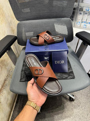 DIOR CROSS PATTERN LIGHT BROWN CHAPPAL 065