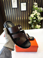 Hermes Chypre Soft Comfort Brown Black Sandal