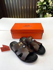 Hermes Chypre Soft Comfort Brown Black Sandal