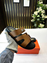 Hermes Chypre Soft Comfort Tan Black Sandal