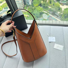 YSL Y top handle bucket bag with dust bag 2535 brown