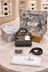 Christian Dior D Lady Blue Sling Bag With Double Box Dust bag Sling belt