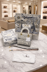 Christian Dior D Lady Grey Sling Bag With Double Box Dust bag Sling belt