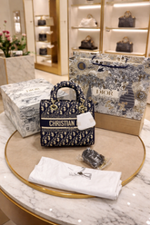 Christian Dior D Lady Black Sling Bag With Double Box Dust bag Sling belt