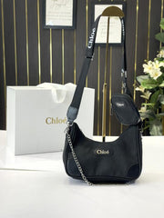 Chloe shoulder chain canvas sling bag with og box