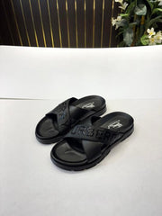 Burberry Cross Strap Slide Black