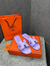 Hermes Paris Oran Flats For Her With OG Box & Carry Bag Light Purple Slide H38 Light Purple