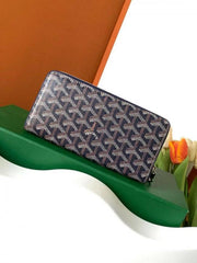 Goyard GM Matignon Continental Zip Wallet Blue Goyardine Coated Canvas With OG Box Blue 60017
