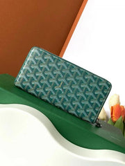 Goyard GM Matignon Continental Zip Wallet Green Goyardine Coated Canvas With OG Box Green 60017