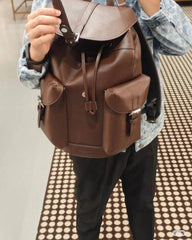 Coach Warner Backpack Signature Coated Canvas Leather With Dust Cover 909 Red Coffee