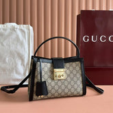 Gucci Padlock Medium Top Handle Bag With OG Box Dust Cover Beige Black 838992