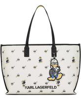 KARL LAGERFIELD WHITE X DISNEY DONALD DUCK PRINT TOTE BAG WITH DUST BAG