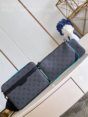 Louis Vuitton LV Virgil Abloh Trio Messenger Multi Crossbody Bag With OG Box & Dust Bag (Grey Flower Blue 45320)