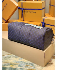 Louis Vuitton LV M58979 Keepall Bandoulire Some Where Some How Premium Monogram Unisex Duffle Bag With Dust Bag & Accessories (Orchid-682)