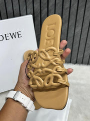 Loewe Beige Petal Anagram Slides For Women With Original Box And Dust Cover