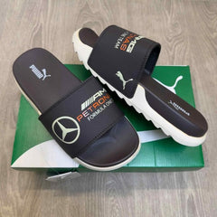 Puma Mercedes AMG Petronas Soft Comfort Premium Brown Beige Slides