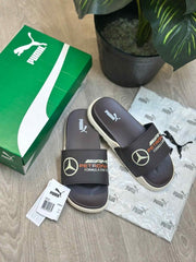 Puma Mercedes AMG Petronas Soft Comfort Premium Brown Beige Slides