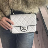 Chanel Pearl Classic Panda Flap Shoulder Bag With OG Box & Dust Bag (White-1202)
