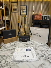 Coach Tabby Shoulder Bag Sketch Print With Double OG Box And Dust Bag Including Carry Bag Black