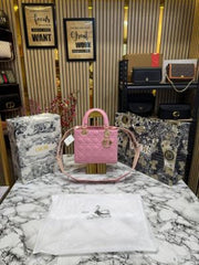 Christian Dior Lady Bag Glossy With Box And Dust Bag Including Carry Bag Pink 8851