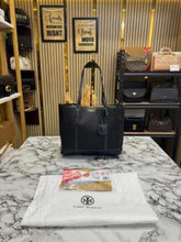 Tory Burch Jacquard Signature Tote Bag With Dust Bag (Black)
