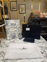 Christian Dior Book Tote With Matching Wallet Embossed Calfskin With Box And Dust Bag (Black)
