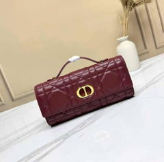 CHRISTIAN DIOR RED LAMBSKIN DIO.R MISS CARO TOP HANDLE BAG WITH OG BOX