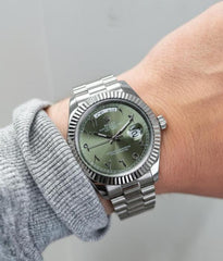 Rolex Oyster Perpetual Day Date Arabic Silver Green