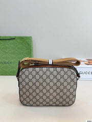 Gucci GG Supreme Messenger Unisex Bag Brown Leather With OG Box & Carry Bag 645452