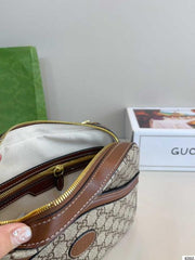 Gucci GG Supreme Messenger Unisex Bag Brown Leather With OG Box & Carry Bag 645452