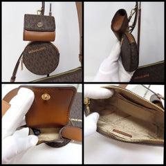 Michael Kors MK Jet Set Crossbody With Tech Accessories Coin Pouch & Ear Pod With Dust Bag (Coffee-Brown-M7021)