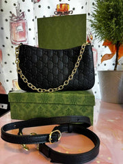 Gucci GG Emblem Black Small Shoulder Bag With OG Box & Dust Bag 815263 Black