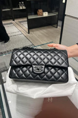 Chanel Classic Flap So Black Bag Quilted Design Matte Black With Dust Cover & Carry Bag 1119 Black