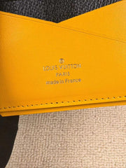 Louis Vuitton Pocket Organizer Wallet Damier Graphite Canvas Yellow Leather Lining And Multiple Card Slots Black Square Yellow N64502 Yellow