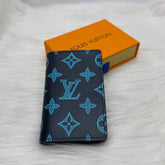 Louis Vuitton LV Blue Leather Card Case Wallet M82322 Blue Embossed
