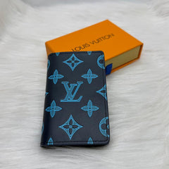 Louis Vuitton LV Blue Leather Card Case Wallet M82322 Blue Embossed