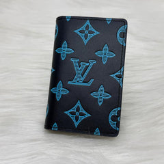 Louis Vuitton LV Blue Leather Card Case Wallet M82322 Blue Embossed