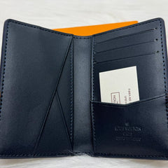 Louis Vuitton LV Blue Leather Card Case Wallet M82322 Blue Embossed
