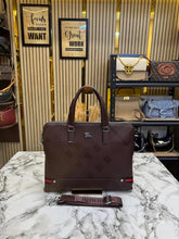BurberrY Signature Checks Leather Laptop Bag With Strap (B86633 Brown)