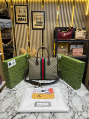 Gucci Ophidia GG Supreme Stripe Briefcase With Box And Dust Bag