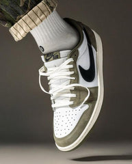 Nike Air Jordan 1 Retro Low Medium Olive and Summit White