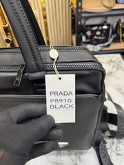 Prada Triangle Logo Business Briefcase Bag (Black) (P8910)