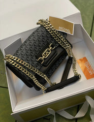 Michael Kors MK Heather Shoulder Bag With OG Box & Dust Bag 100836 Black
