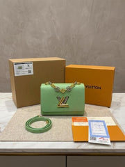 Louis Vuitton Twist MM Green Epi Leather Iconic LV Twist Lock Double Box & Dust Cover M22773 Green