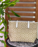 Coach Signature City Tote Bag With OG Red Box 55398 White