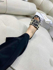 Miss Dior Premium Dway Slide With OG Box & Carry Bag White Black 1058