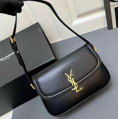 YSL Solferino Shoulder Bag Black With OG Box Dust Cover & Long Sling Belt 8879 Black
