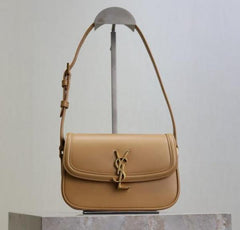 YSL Solferino Shoulder Bag Apricot With OG Box Dust Cover & Long Sling Belt 8879 Apricot
