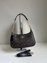 Coach Teri Coffee Black Shoulder Bag With OG Box Dust Cover Coffee Brown Ct
