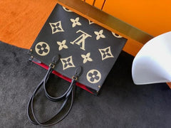 Louis Vuitton On The Go Big MM Bicolor Monogram Handbag With Dust Cover & Carry Bag Black M45320